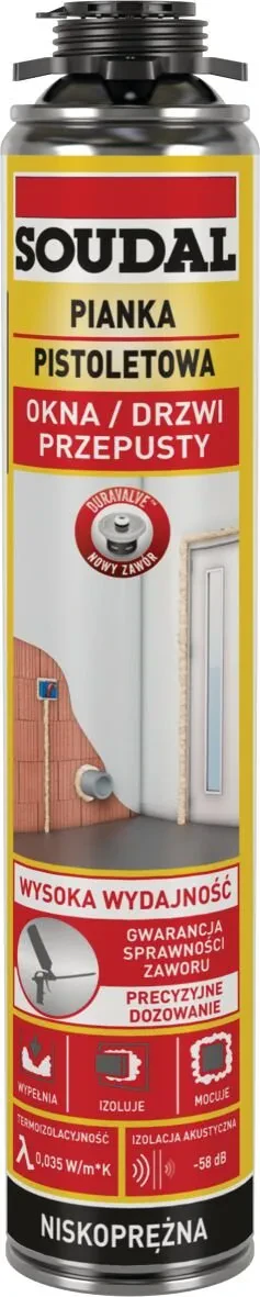 Pianka montażowa pistoletowa niskoprężna Soudal 750 ml